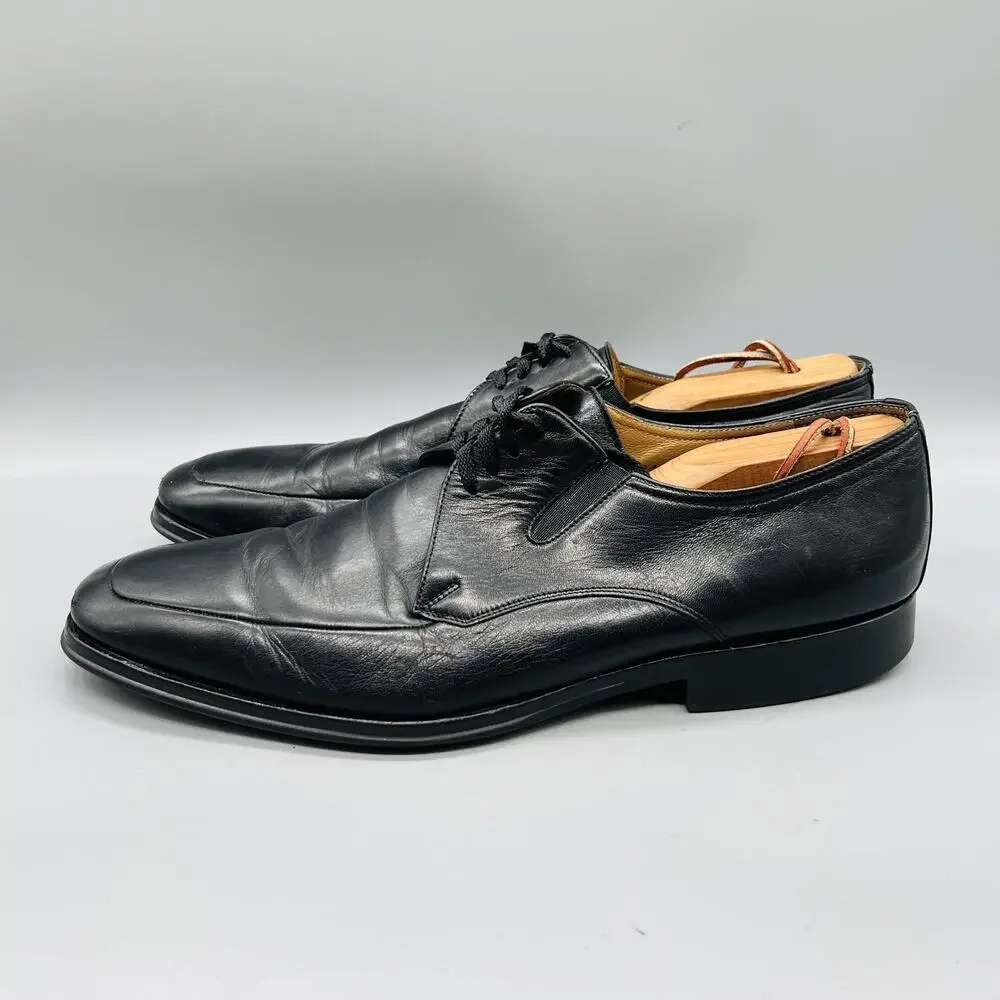 Bruno Magli Shoes Mens 12 Black Leather Ranuncolo Derby Oxford Dress Apron Toe